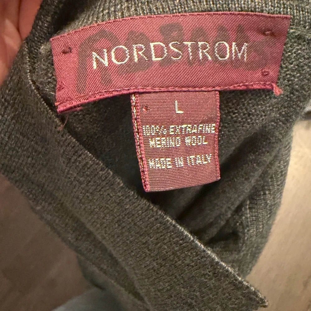 Nordstrom V-Neck Dark Grey Wool Sweater